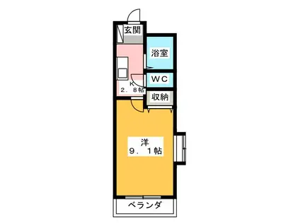 ホリホックイン八幡(1K/8階)の間取り写真