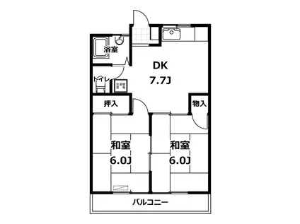 石井コーポ(2DK/2階)の間取り写真