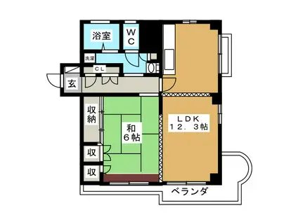 船橋グリーンハイツ 2号棟(1LDK/11階)の間取り写真
