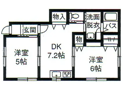 リージェンス高井(2DK/1階)の間取り写真
