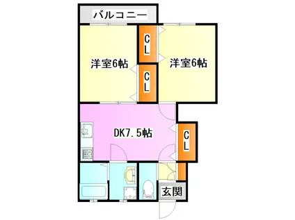 エクセル早田(2DK/1階)の間取り写真