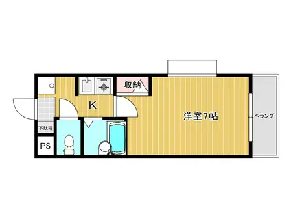 LUSSO祇園(1K/2階)の間取り写真