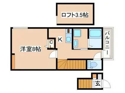 あんしん宮川町(ワンルーム/2階)の間取り写真