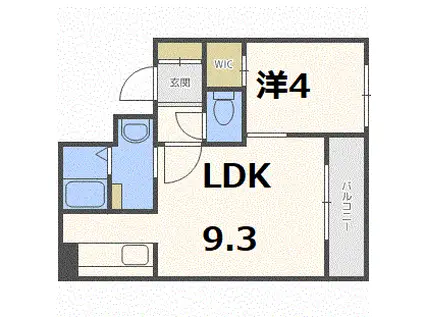 プロヴィデンス東札幌(1LDK/2階)の間取り写真