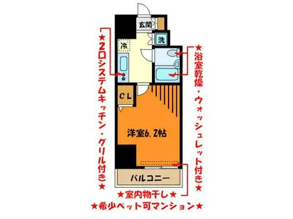 スパシエ八王子クレストタワー(1K/5階)の間取り写真