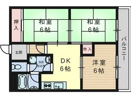 サンワロイヤルマンション2号館(3DK/3階)の間取り写真