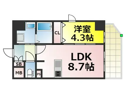 プレサンス難波クチュール(1LDK/11階)の間取り写真