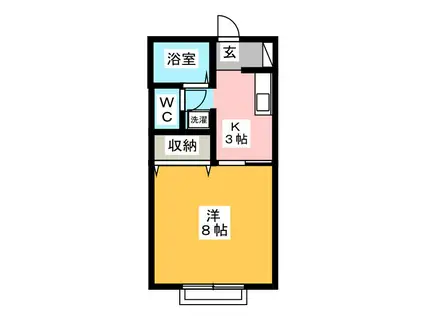 ＪＲ中央線 西八王子駅 徒歩7分 2階建 築27年(1K/2階)の間取り写真