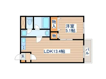 マンションドム亘理駅前(1LDK/2階)の間取り写真