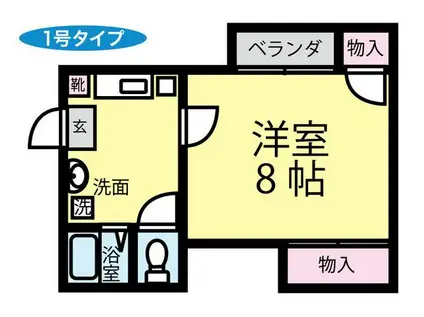地下鉄七隈線 福大前駅 徒歩12分 2階建 築45年(1K/1階)の間取り写真