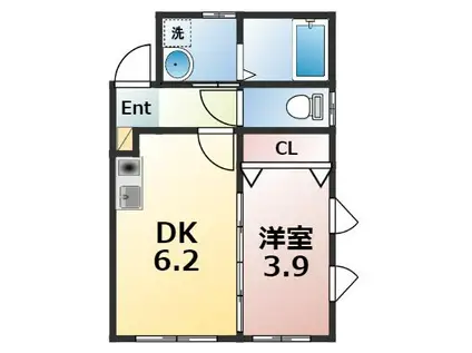 東武野田線 愛宕駅(千葉) 徒歩8分 2階建 築6年(1DK/2階)の間取り写真
