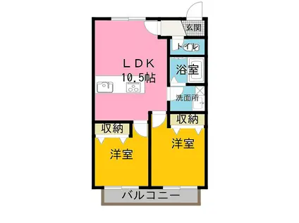 田中アパート嬉里壱番館(2LDK/2階)の間取り写真