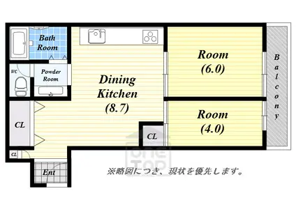 JPアパートメント吹田2(2DK/3階)の間取り写真