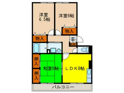 サンハイツツチタニ(3LDK/1階)の間取り写真