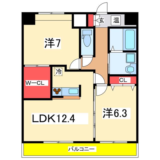 グレイスハイツ東中通タワー(2LDK/12階)の間取り写真