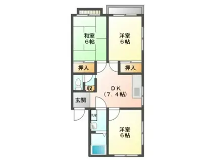 コーポ岡登(3DK/2階)の間取り写真