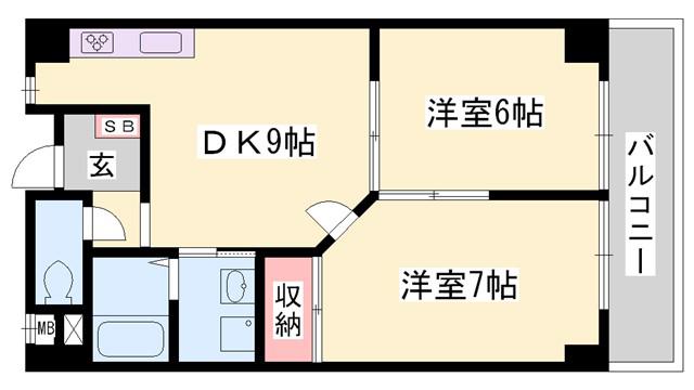 ル・マンド三宅(2DK/3階)の間取り写真