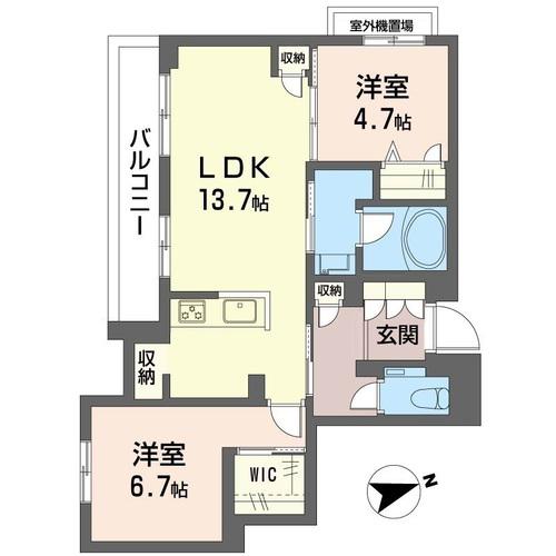 沙留夢シャルム(2LDK/3階)の間取り写真