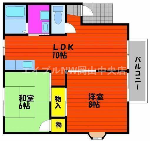 グランドゥールクロズミB(2LDK/1階)の間取り写真