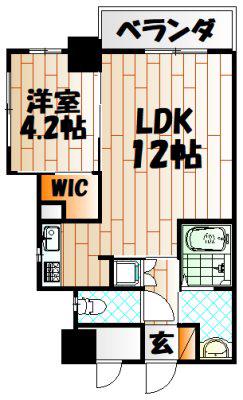 ERDE三萩野(1LDK/7階)の間取り写真