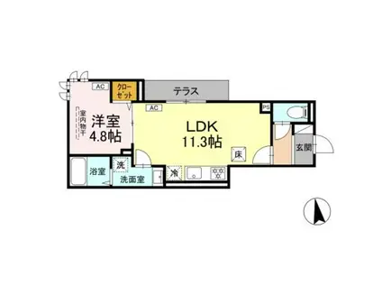 セレスティア豊島S(1LDK/1階)の間取り写真