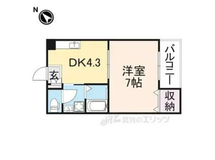 ピコットⅤ(1DK/2階)の間取り写真