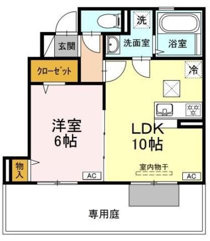 シャルマン・ホルツ(1LDK/1階)の間取り写真