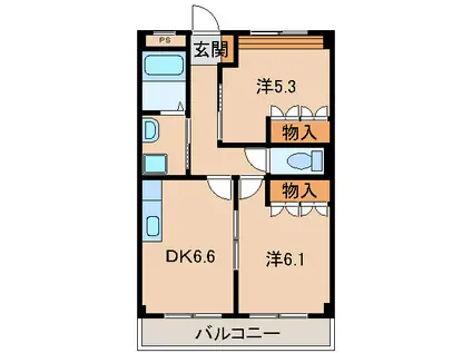 シャルマンコート(2DK/2階)の間取り写真
