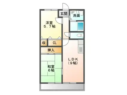 アーバン新徳田(2DK/1階)の間取り写真