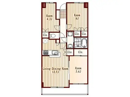 ルネステージ武蔵境(3LDK/3階)の間取り写真