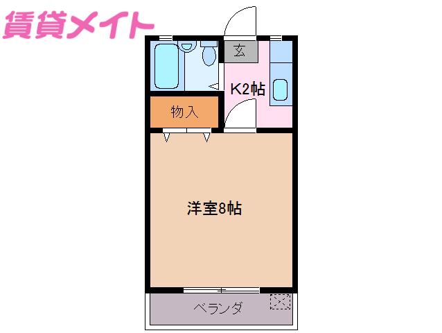 クレセールユタ(1K/2階)の間取り写真