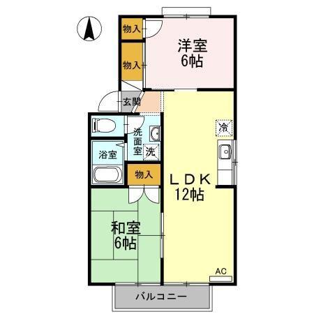 ルミエール22C棟(2LDK/2階)の間取り写真