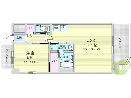 プレジオ梅田(1LDK/4階)の間取り写真