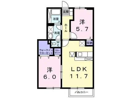 メゾン・ド・ラ・コリーヌ I(2LDK/1階)の間取り写真