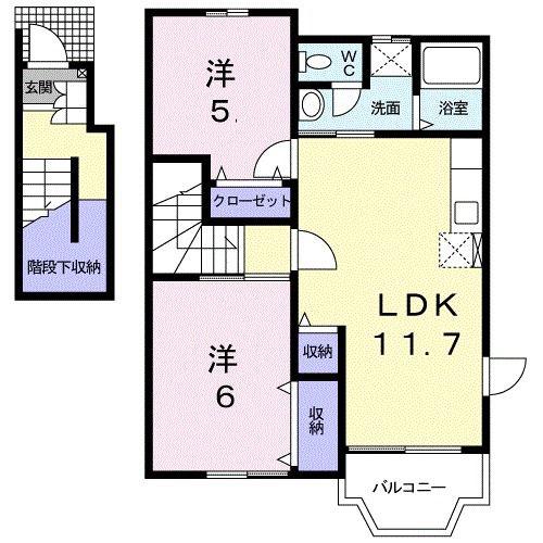 クレディ(2LDK/2階)の間取り写真