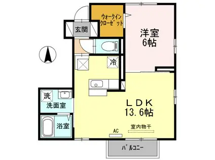 ペリドット12壱番館(1LDK/1階)の間取り写真