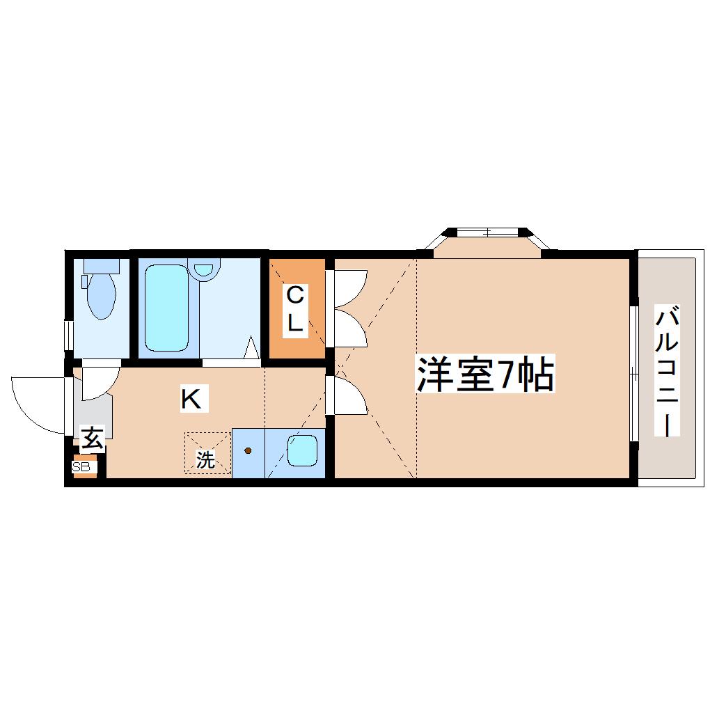 リブレ恵和町(1K/2階)の間取り写真