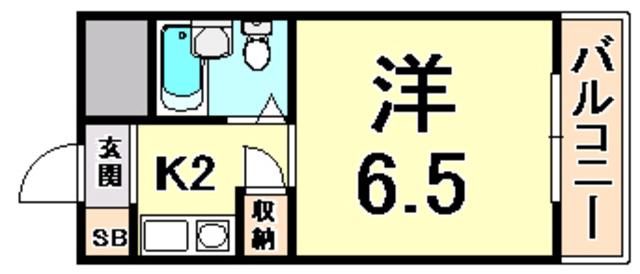 ハイステージ武庫之荘(1K/4階)の間取り写真