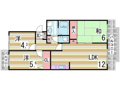 サンテラス池上(3LDK/3階)の間取り写真