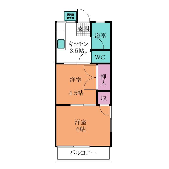 カトレア荘(2K/2階)の間取り写真