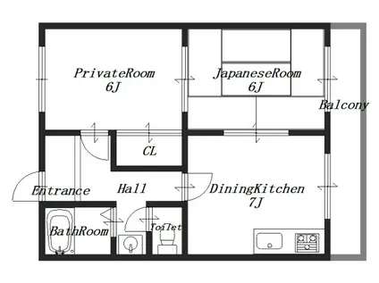グランドール桜井(2DK/4階)の間取り写真