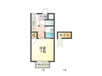 ドリーム1(1K/2階)の間取り写真