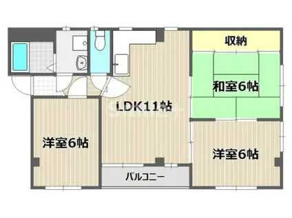 メゾンOGO B(3LDK/4階)の間取り写真