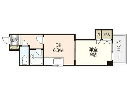 エムズレア千田町(1DK/4階)の間取り写真