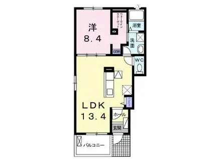 ジュネスM II(1LDK/1階)の間取り写真