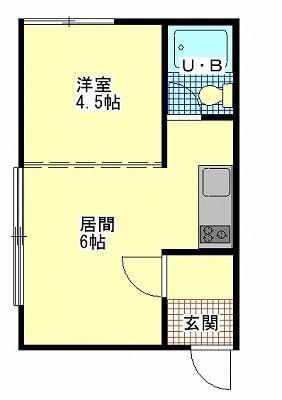 豊岡2・6コーポ(1DK/1階)の間取り写真