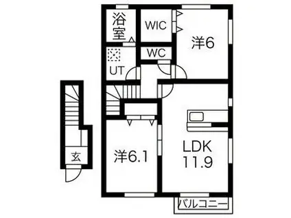 ＪＲ常磐線 相馬駅 徒歩20分 2階建 築11年(2LDK/2階)の間取り写真