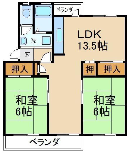 香里三井団地A76棟(2LDK/4階)の間取り写真