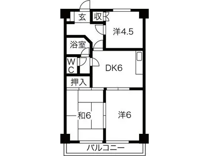中根ハイツ(3DK/3階)の間取り写真