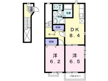 メゾンシャルマン(2DK/2階)の間取り写真